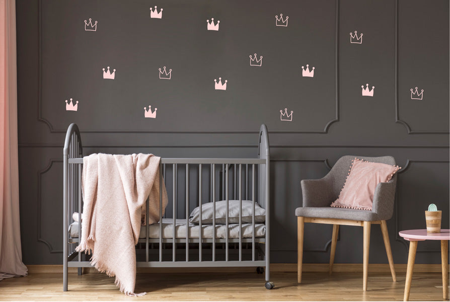 Pom Wall Stickers Crown Pink, Wall Decals Kids, Kids Room Decor