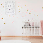 Deer Industries Pom Wall Stickers Fun Heart Mix Pink Gold, Heart Wall Decals for Kids, Kids Room Decor, Girls Room Decor
