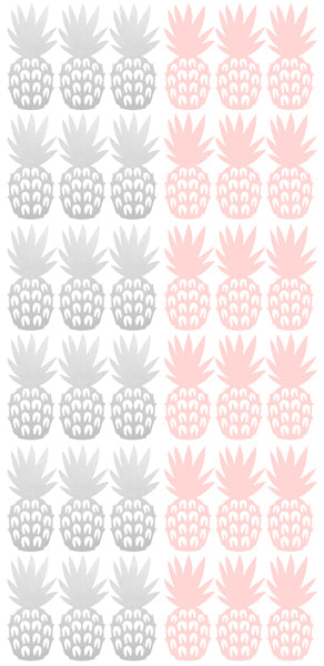 Deer Industries Pom Wall Stickers Open Pineapple Pink Silver, Pink Silver Wall Decals, Decorative Kids Room Accessories