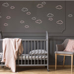 Pom Wall Stickers Open Cloud Pink Silver, Kids Room Wall Decor, Cloud Wall Decal