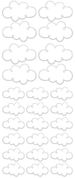 Pom Wall Stickers Open Cloud Silver, Kids Room Wall Decor, Silver Clouds Wall Decal