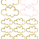 Pom Wall Stickers Open Cloud Pink Gold, Kids Room Wall Decor, Cloud Wall Decal