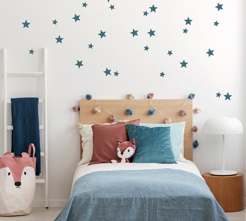 Pom Wall Stickers Stars Blue, Kids Room Wall Decor, Stars Wall Decal