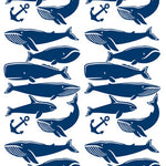 Deer Industries Pom Wall Stickers Whale Blue, Wall Decal Blue, Kids Room Decor