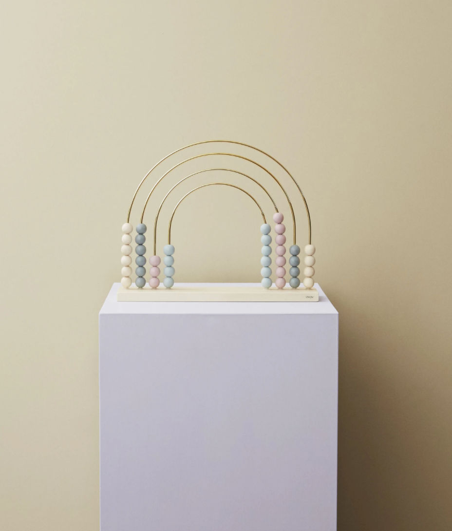 Deer Industries OYOY Abacus Rainbow. Scandinavian design abacus for kids in pastel colours, for kids to learn how to count. Educational toddler or kids present for boy or girl. 