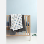 Deer Industries Baby bedding Studio Ditte Flat Sheet for cot bed with vintage cars. Retro inspired printed sheet for baby boy. Great nursery decoration for baby boys.