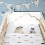 Deer Industries Baby cot sheets. Snurk Arctic Friends flat sheet cot, organic cotton.