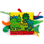 Deer Industries Jellycat fabric book Dino tails. Reading adventures for dino-loving babies and toddlers. Babysafe, educational and fun.