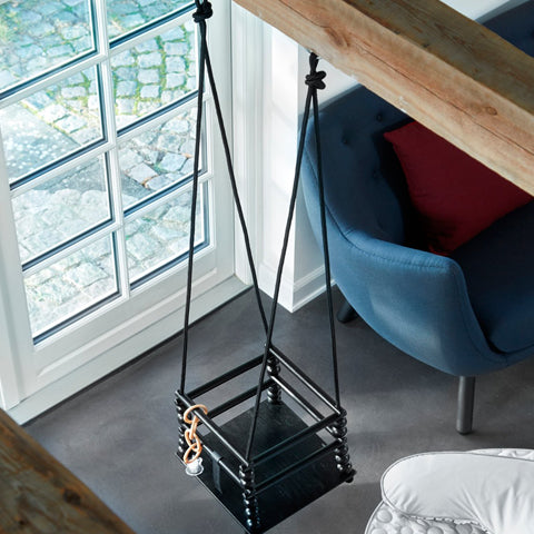 Deer Industries Baby Swing Black Done by Deer. Scandinavian design baby or toddler swing, great for decoration and fun in play area, nursery, toddler bedroom or living space.  