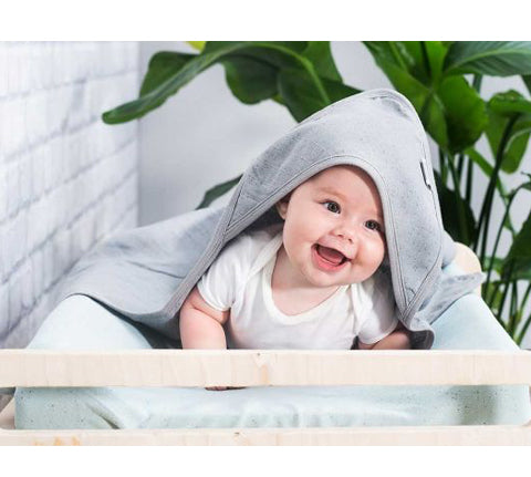 Deer Industries Baby Care Bath Cape Hydrophilic cotton grey. Baby boy and baby girl. 