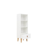 Deer Industries Bookcase Bopita Indy. Scandinavian design compact storage cabinet for toys and books. Gender neutral with natural wood. 