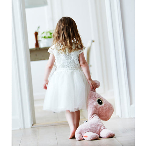 Deer Industries Done by Deer Cuddle Friend Raffi Powder is a huge soft toy giraffe in soft powdery pink plush. Best gift for baby or toddler girl and makes great nursery, toddler room or kids room decor.