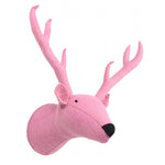 Deer Industries Felt Wallhanging Animal head, Reindeer in pink colour. Stylish wall decoration for nursery baby girl, girls bedroom or play area. Scandinavian design for kids. 