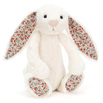 Deer Industries Soft Toy Jellycat Bashful Bunny Blossom Cream. Plush bunny with fluffy flower ears. Great kids gift for baby, toddler and kids. 