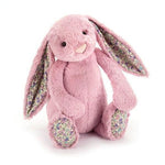 Deer Industries Jellycat Bashful Bunny Blossom Tulip. Softy toy rabbit with flower fabric in ears, great gift for baby, toddler or girl.
