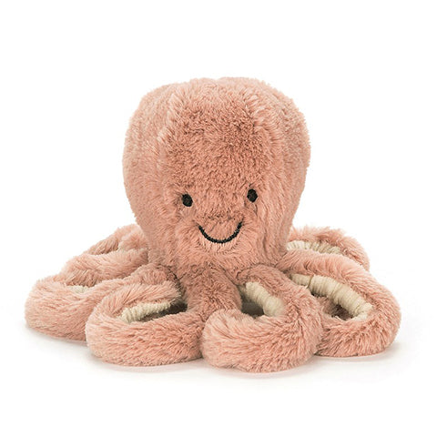 Deer Industries Kids Store Jellycat Odell Octopus Soft Toy Peach. Plush octopus makes great decor for nursery, kids room or play area. Perfect kids gift this soft sea creature in powder pink.