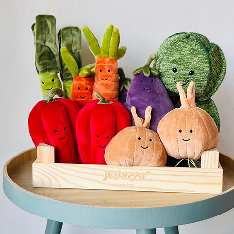 Deer Industries Jellycat Soft Toy Vivacious Vegetable Leek. This soft vegetable plush is a great present for newborn baby, toddler, child, teen, boy or girl. Healthy and fun. Shop Jellycat at Deer Industries. 
