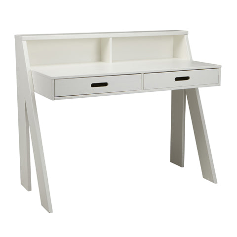 Deer Industries Kids Furniture Small Desk with drawers and storage element. Gender neutral study for boys and girls. Made in Europe of certified wood, white matte. Study desk, office table