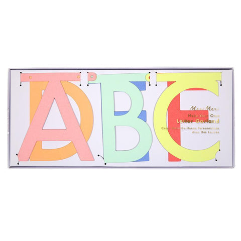 Deer Industries Garland Letter Banner Multicolour Meri Meri. Multi colour letter bunting for party or kids bedroom decoration. Also nice in play area. 