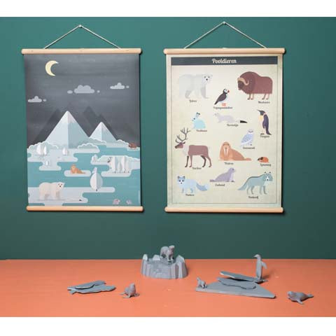 Deer Industries, Kids Wall Poster, Wall poster Polar Animals, Educational Chart, Arctic animals poster.