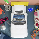Deer Industries Kids Bedding Snurk Duvet Cover Bumper Car. Retro car print. Cool bedding for boys and girls in Carnival theme. Scandinavian design printed on 100% cotton. 