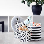 Deer Industries Scandinavian design soft storage basket for kids. Done by deer storage bag in black and white for nursery, kids bedroom or play area. 