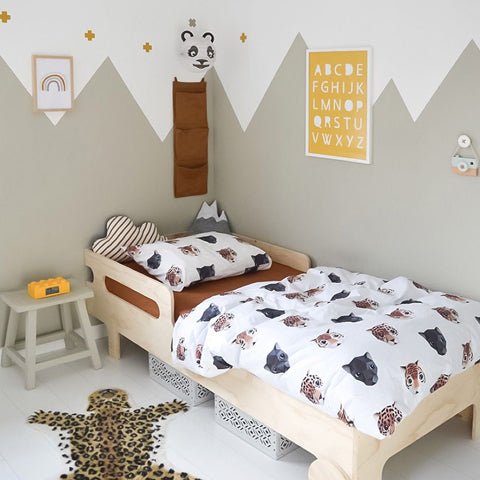 Deer Industries Kids Bedding. Studio Ditte Panthera Duvet cover single size. Leopard and panther print for kids.