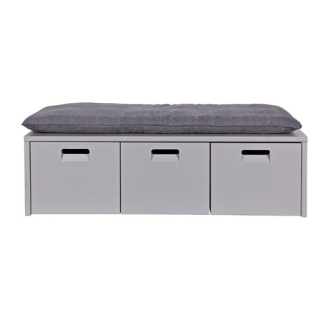 Deer Industries Kids Storage Bench with Cushion grey, VT Wonen Bunk Bench. Great modern furniture for kids room or play area. Toy storage and convenient kids bench. 