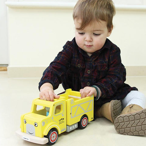 Deer Industries Wooden Toy Truck Toby designed by Indigo Jamm is a educational toy wooden work vehicle. Great present for toddler boy and girl.