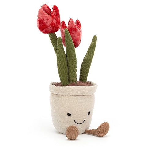 Deer Industries Soft Toy Jellycat Amuseable Tulip. Plush tulip flower plant, great gift for kids or adult. Decor for nursery and kids room. 