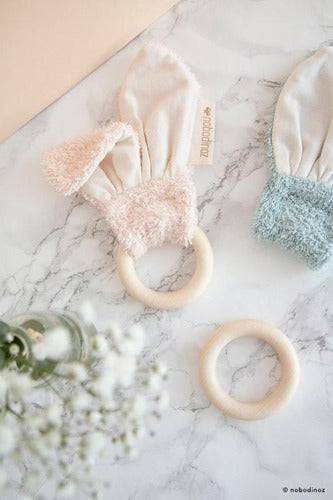 Deer Industries Baby Accessories, Baby Teether, Nobodinoz Teether Ring Bunny Natural, Teether for babies, gifts for newborns